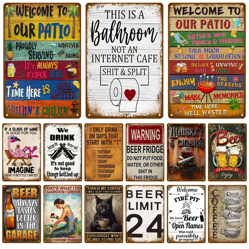 

Vintage Metal Plate Tin Sign Plates Bar Retro Metal Sign Wall Art Mural Aesthetic Room Home Decor Items Poster Garage Decoration