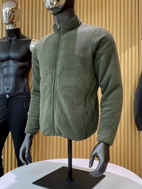 

Теплый двухслойный бархатный открытый кардиган Fce на молнии с воротником-стойкой для пары, осенне-зимнее мужское пальто