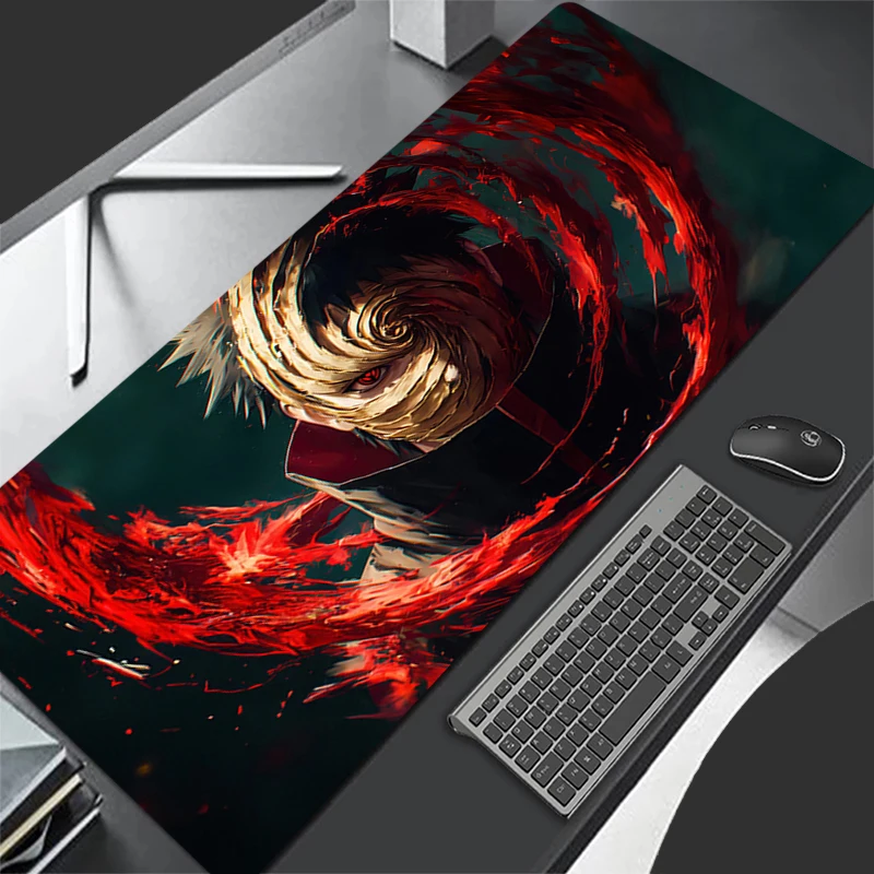 Grand tapis de souris pour gamer, tapis de clavier en caoutchouc, tapis de bureau, tapis de souris Naruto Obito Uchiha, tapis de souris gaming pour ordinateur portable