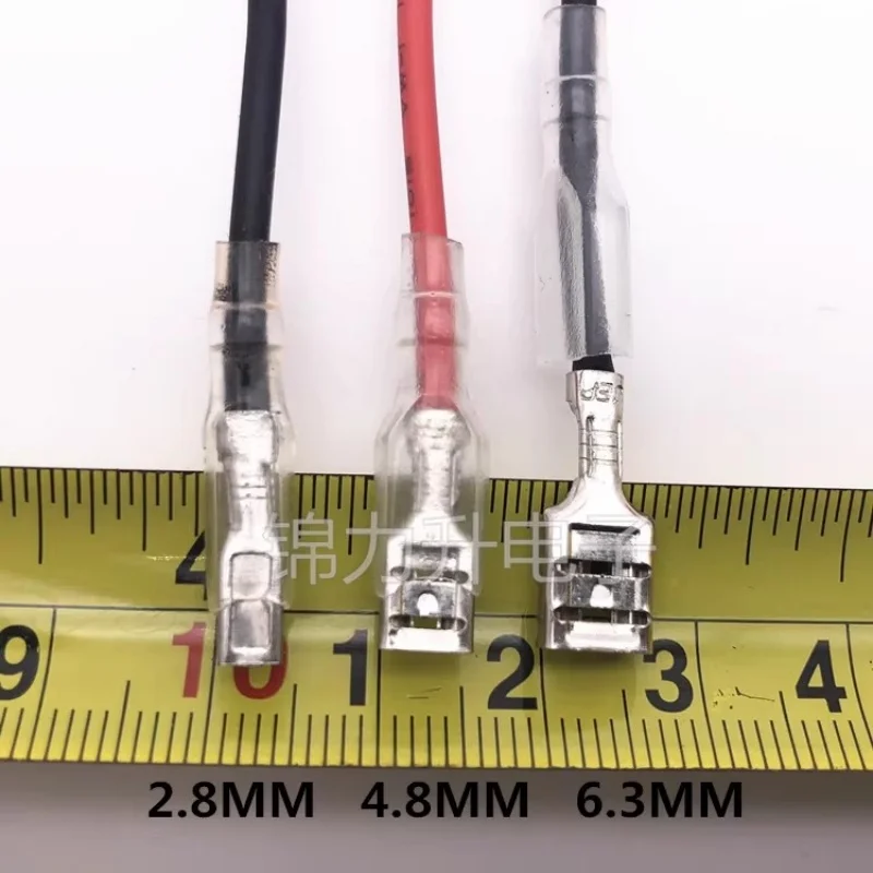 10Pcs 2.8MM/4.8MM/6.3MM Plug Spring Wire Terminal With Line Connection With Sheath Single/Double Head Connection Wire