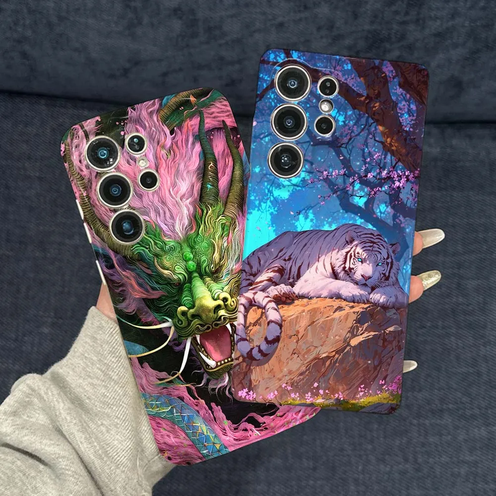 

Dragon Tiger Anime Cool For For Samsung Galaxy S26 S25 S24 S23 S22 S21 Plus Ultra FE Lite 5G Feilin Wave Oil Shell Phone Case