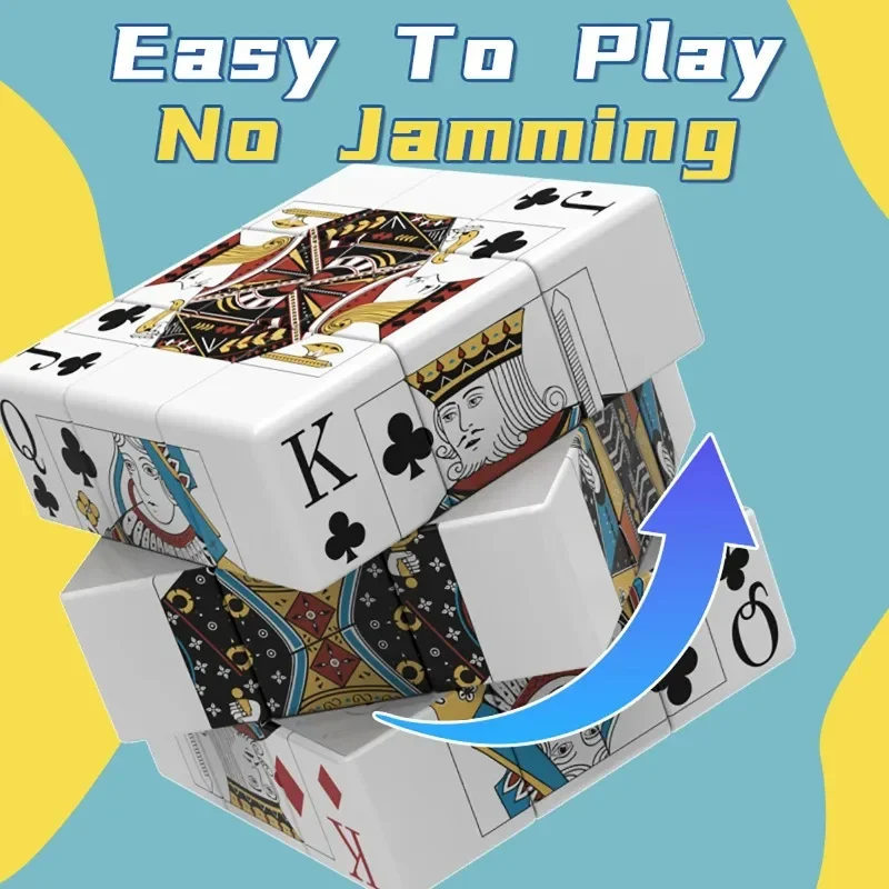 Magic Cube 3x3x3 3D UV Printed Poker K Q J Stress-relieving Puzzle Professional Smooth Speed Game Children's Toy Gift
