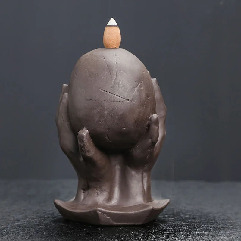 Purple Clay Backflow Incense Burner Craft Ornament Creative European and American Style Skull Backflow Incense Burner