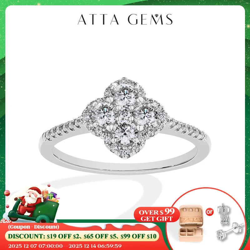 

ATTAGEMS Full D VVS1 Moissanite Ring 100% S925 Sterling Silver for Woman Girl Birthday Party Jewelry Gifts Shipping from the USA