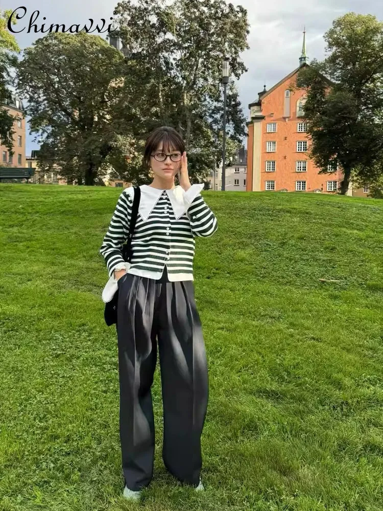 

Японский стиль: плиссированные брюки-палаццо с высокой талией, весна-осень 2026, новая модная коллекция, элегантные офисные брюки