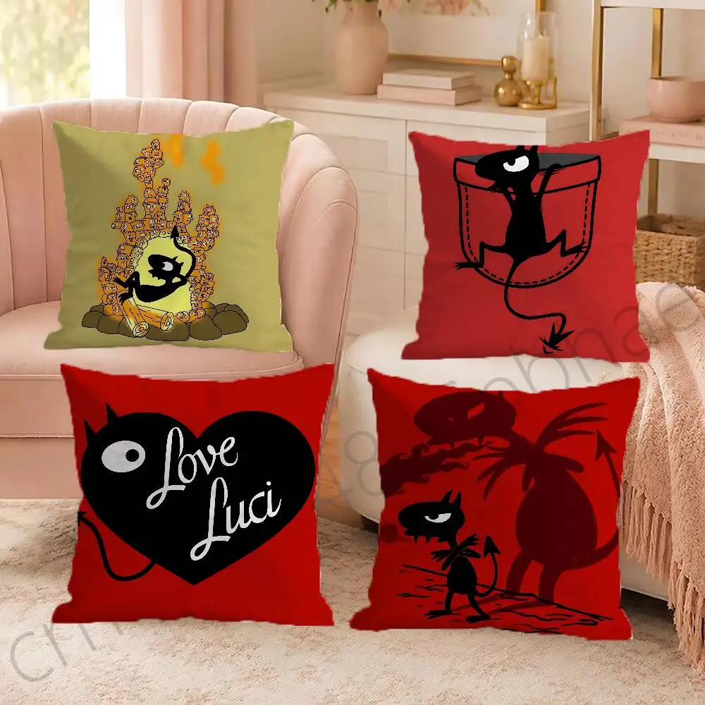FOR Disenchantment Luci Devil Throw Pillow Cover 2D Double-Sided Print Soft Cushion Case for Home Sofa Bedroom Car