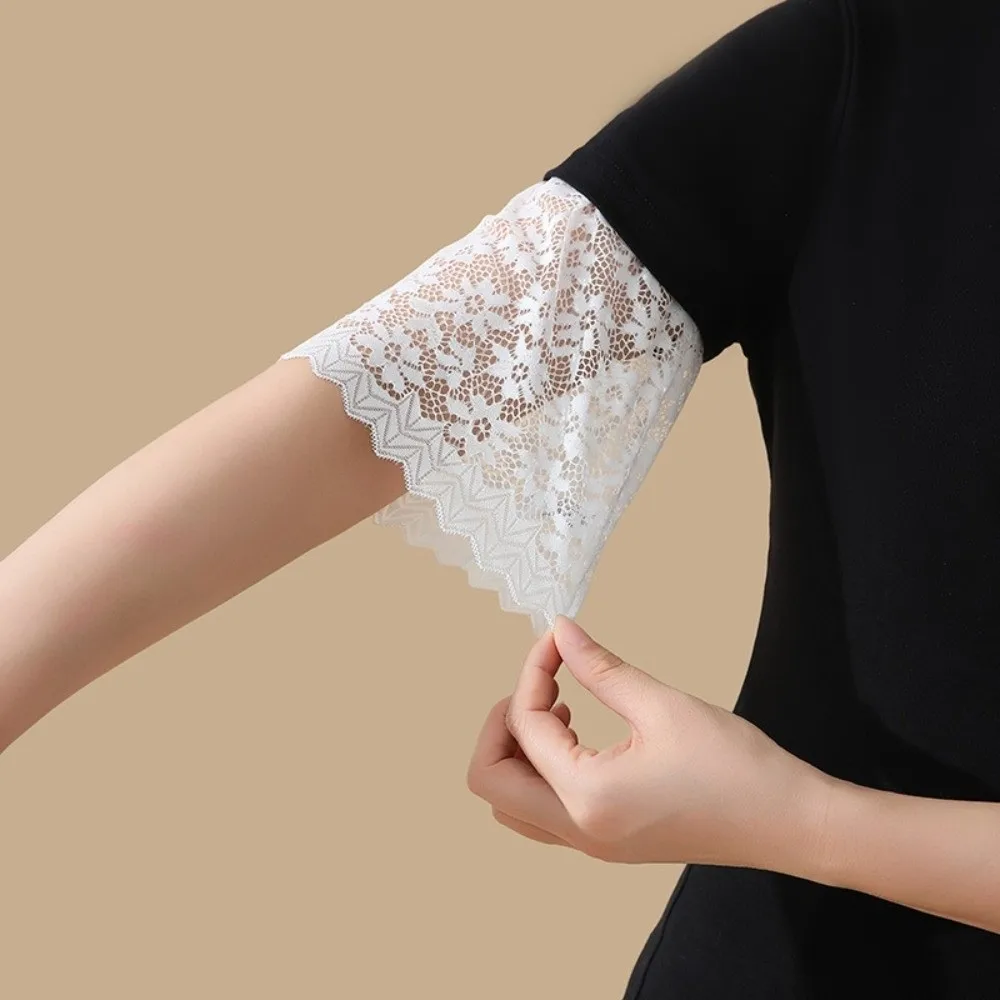 New Soft Lace Sleeves Solid Color Breathable Decorative Cuffs Elastic Wrist Mesh Bell Sleeves for Casual Outfits