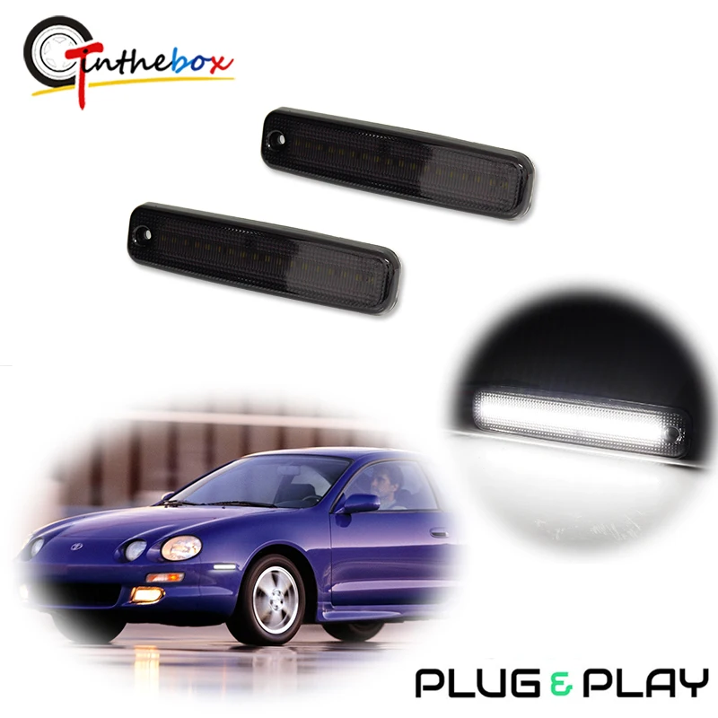 

Gtinthebox Amber / White LED Car Front Bumper Side Marker Turn Signal Lights For Toyota Celica 1994-1999 Fender Flare Light 12V