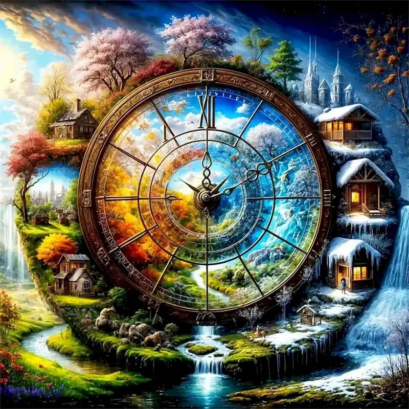 

GATYZTORY New Arrival Diamond Painting Clocks Craft Kit House Diamond Embroidery Abstract Landscape Mosaic Child Hobby