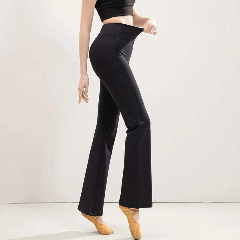 بنطلون يوجا نسائي عالي الخصر بتصميم يبرز منحنيات الجسم، سروال طويل مستقيم للرقص واللياقة البدنية، ملابس رياضية بنقشة الفهد #3