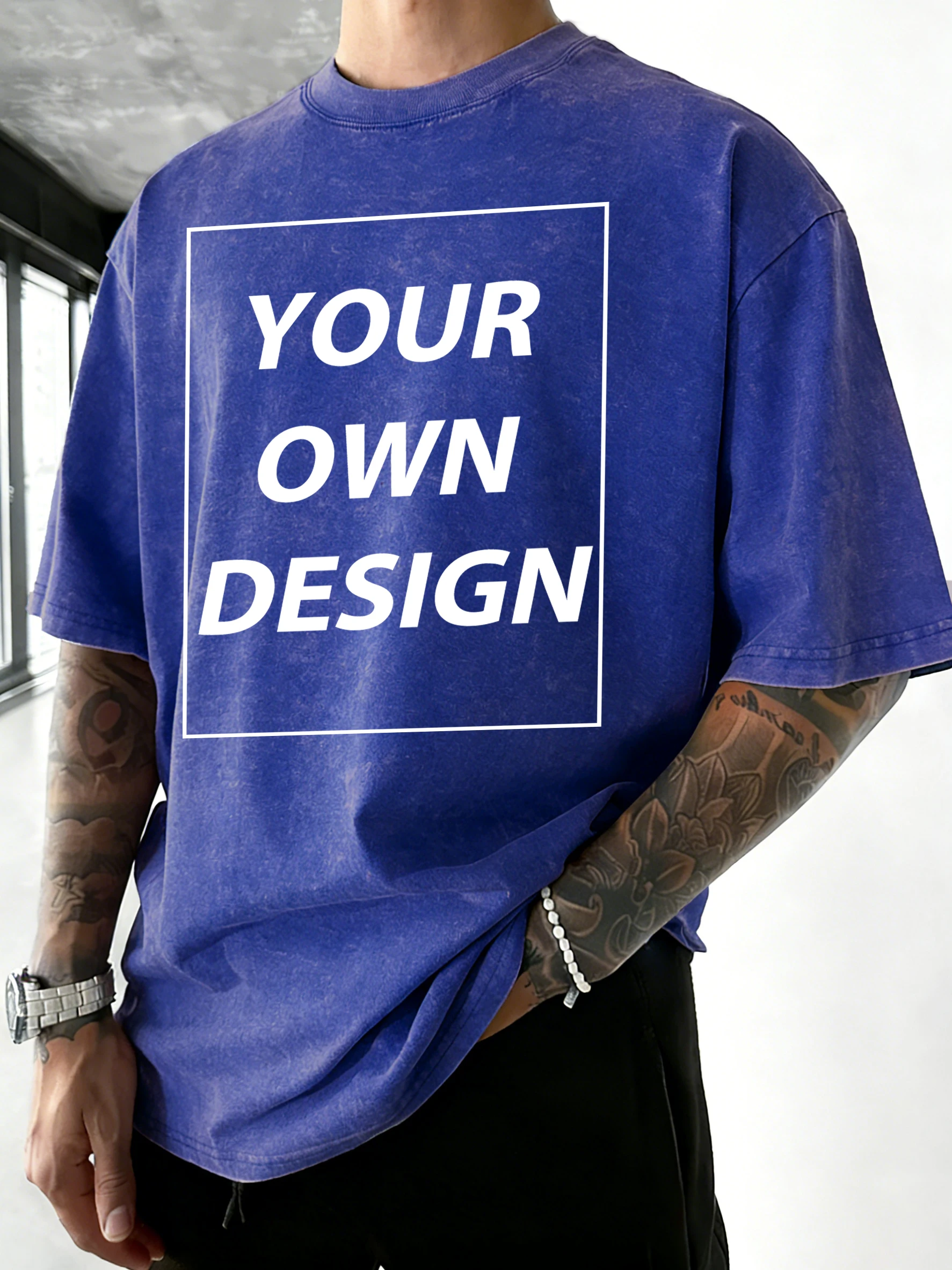 Summer Vintage Personalized Short Sleeve Mens Customized Print Loose Team All-Match Street Trendy Top Soft Comfy Couple Workwear