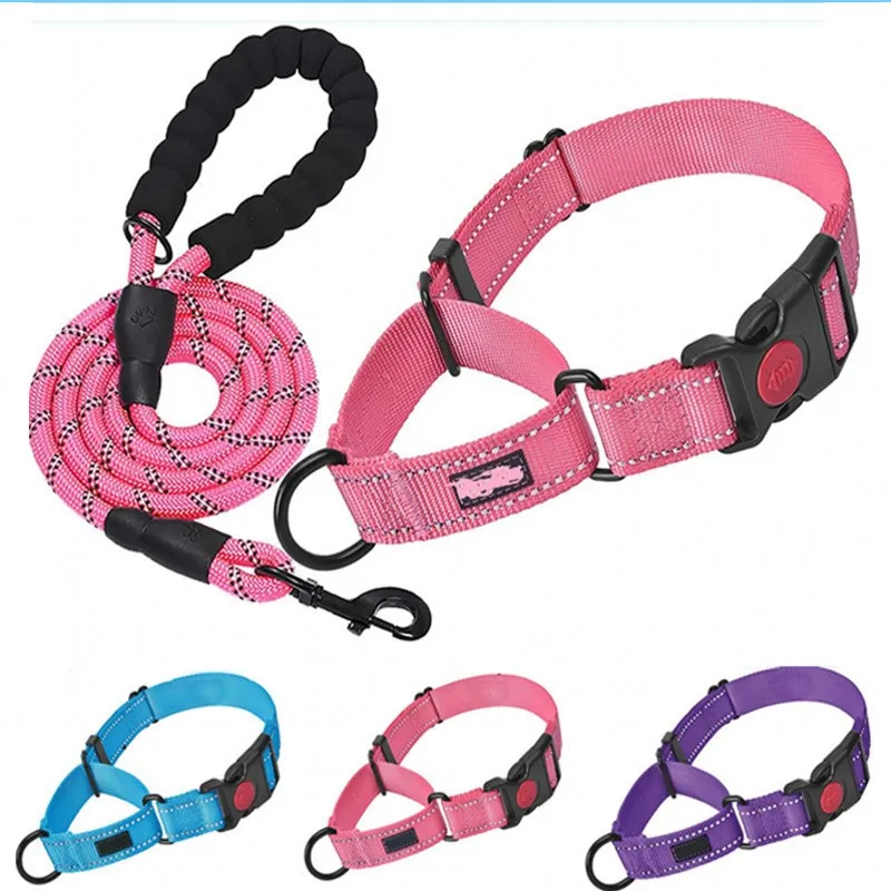 Nylon Reflective Collar Traction Rope for large dog explosion-proof Nylon Collar set Collar and Harness