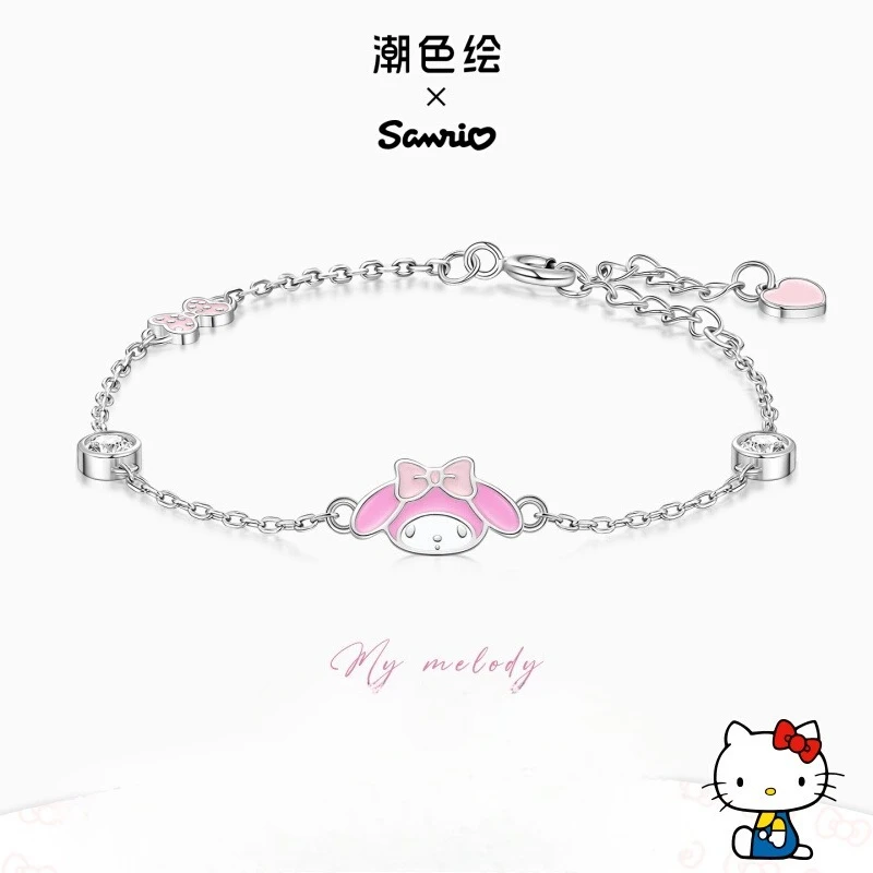 

Оригинальный браслет Tide Color Painting совместного бренда Sanrio Melody из стерлингового серебра Ins, аксессуары в стиле аниме