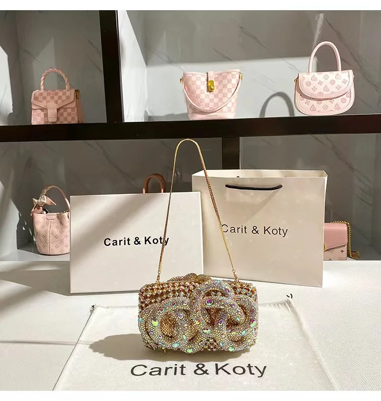 

Fashion Women Handbag Luxury Glitter Metal Box Crystal Rhinestones Diamond Evening Bag Wedding Party Clutch Purse Shoulder Bag