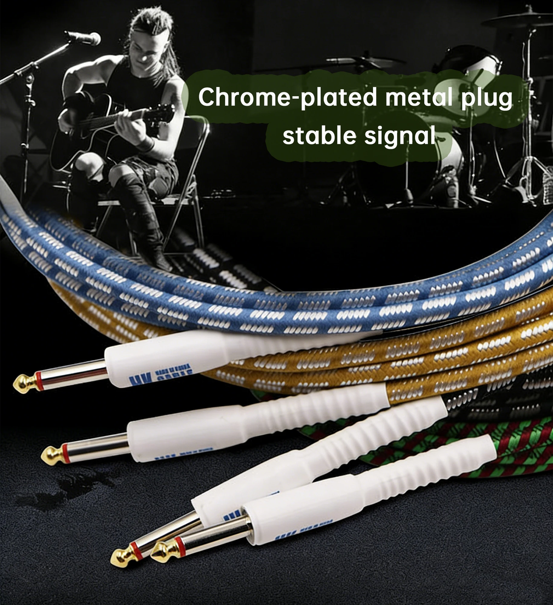 Premium Noise Cancelling Guitar Cable for Electric Guitar/Bass Multiple Colors & Lengths 3m to 20m