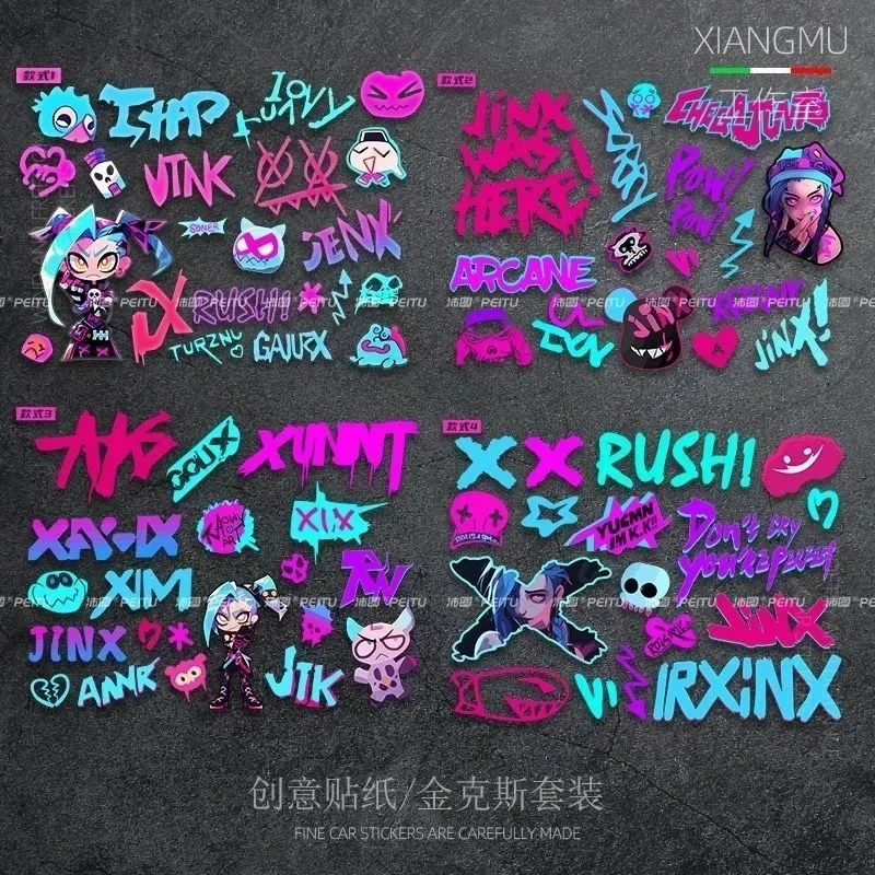 29.5CMX22CM JINX League of Legends Popular Game Surrounding Graffiti Decoration Car Stickers Paint Glass Stickers Art Supplies