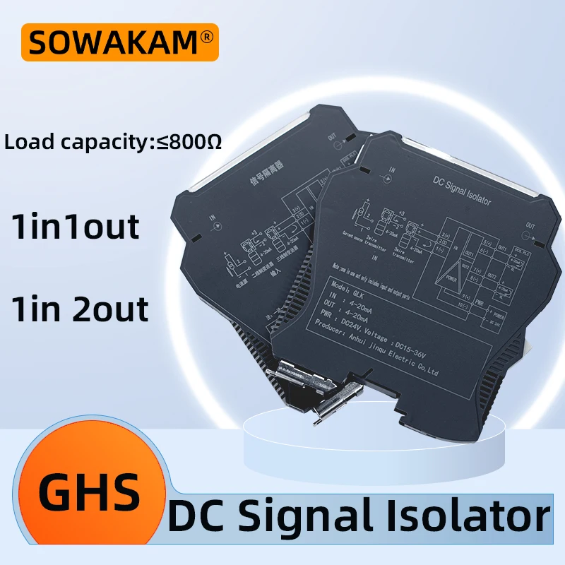 Optoelectronic Isolator 0-10V 4-20mA Signal Isolator 1 In 2 Out DC Analog Signal Isolator 0-5V 75mV Signal Isolator