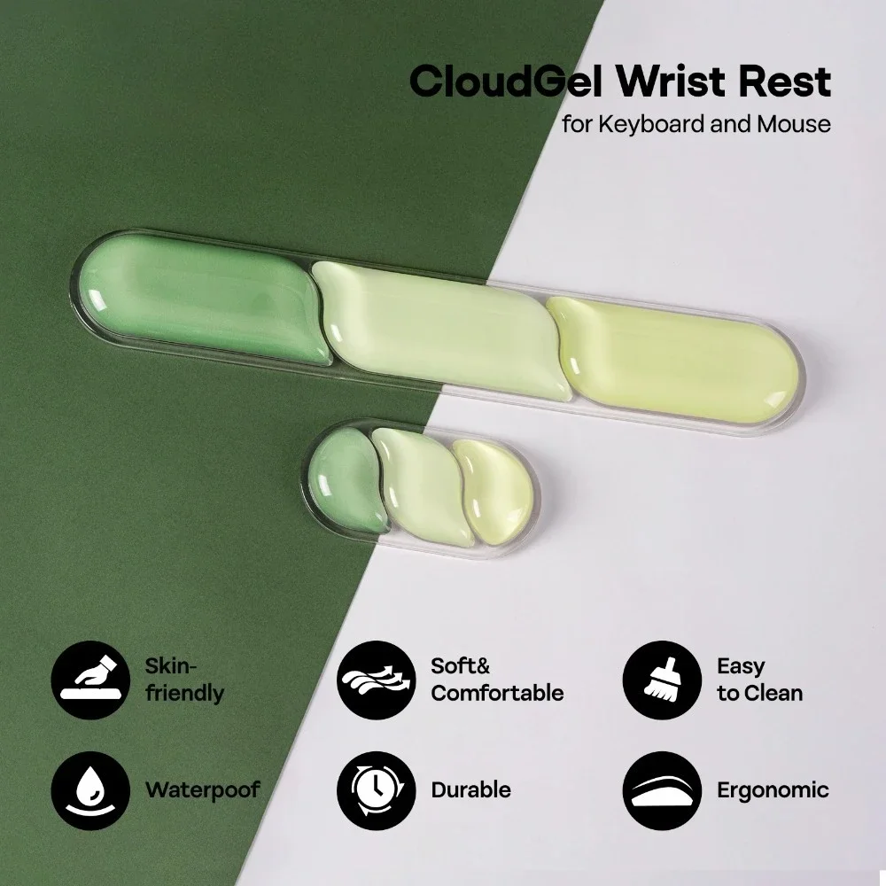 2 PCS EPOMAKER CloudGel Waterproof Silicone Wrist Rest for Keyboard & Mouse with Anti-slip Bottom Rubber for Office/gaming