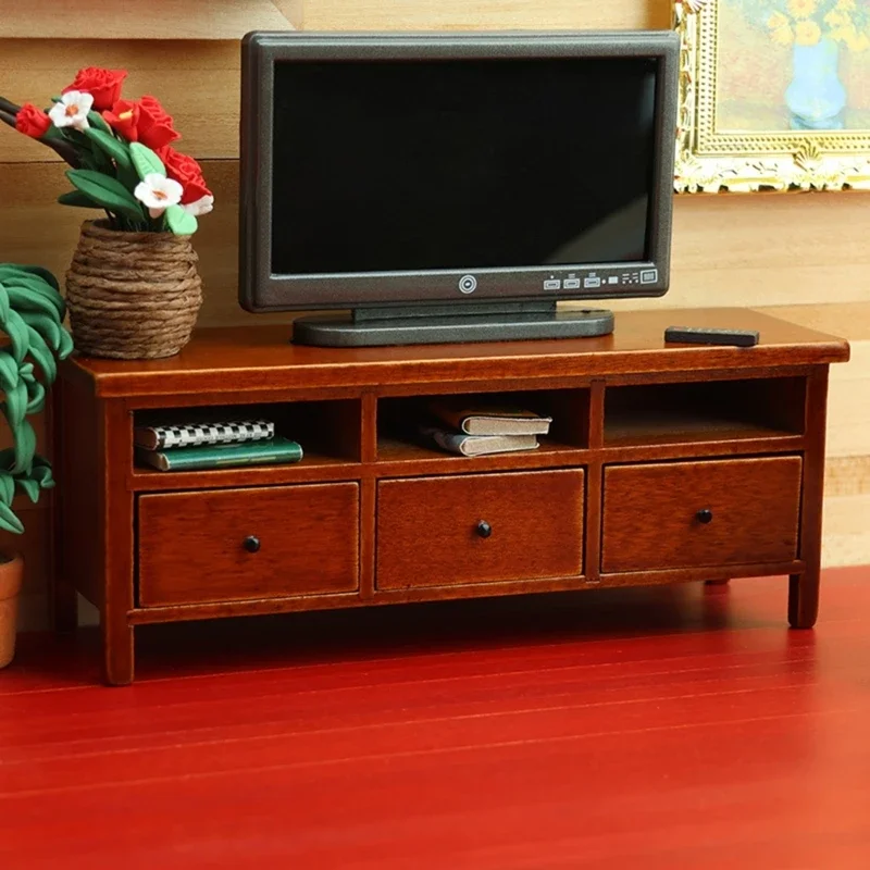 Armario para casa muñecas, cajón almacenamiento madera, juguete para juego imitación, muebles para sala