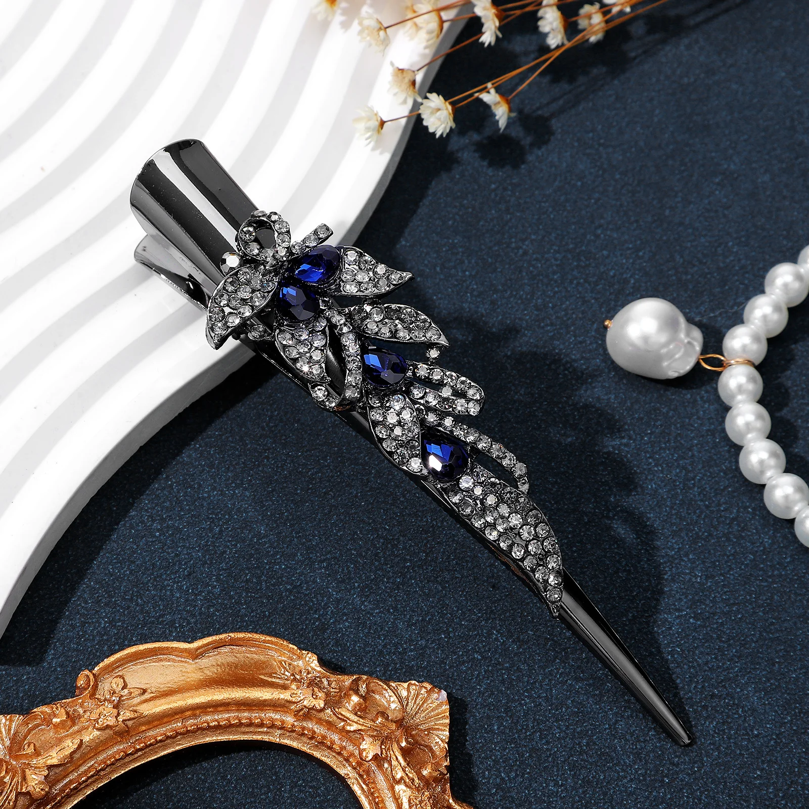 

Alligator Hair Clip Glitter Rhinestone Barrette Metal Duckbill Hairpin For Party Wedding Prom Daily Wear Thick Fine Hair