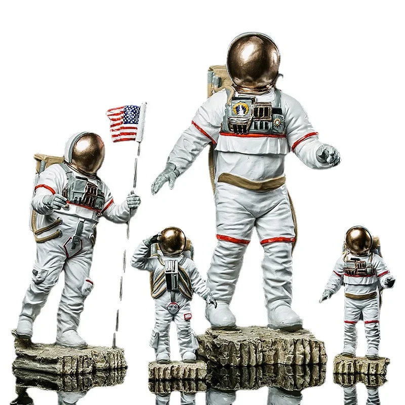 Crafts Space Man American Astronaut Sculpture Rocket Plane Cosmonaut figure model Resin Statue Home Decorations Figurines