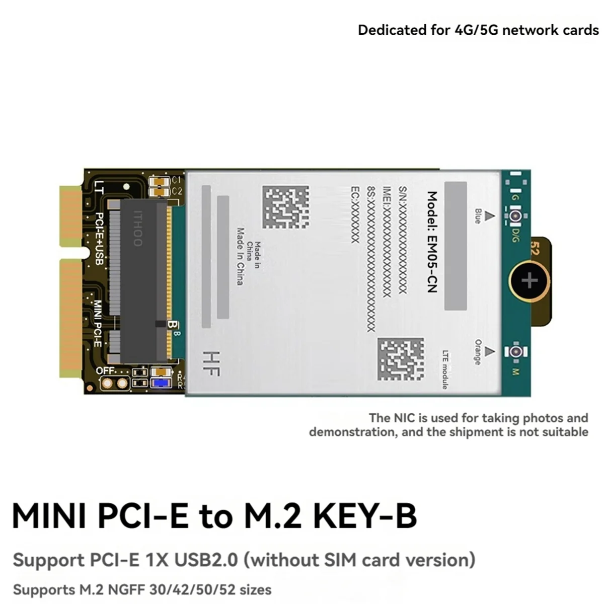 Adapter Card MPCIE to KEY-B Expansion Slot MINIPCI-E to M.2 NGFF NIC Adapter Card WIFI Interface to M Adapter Card B