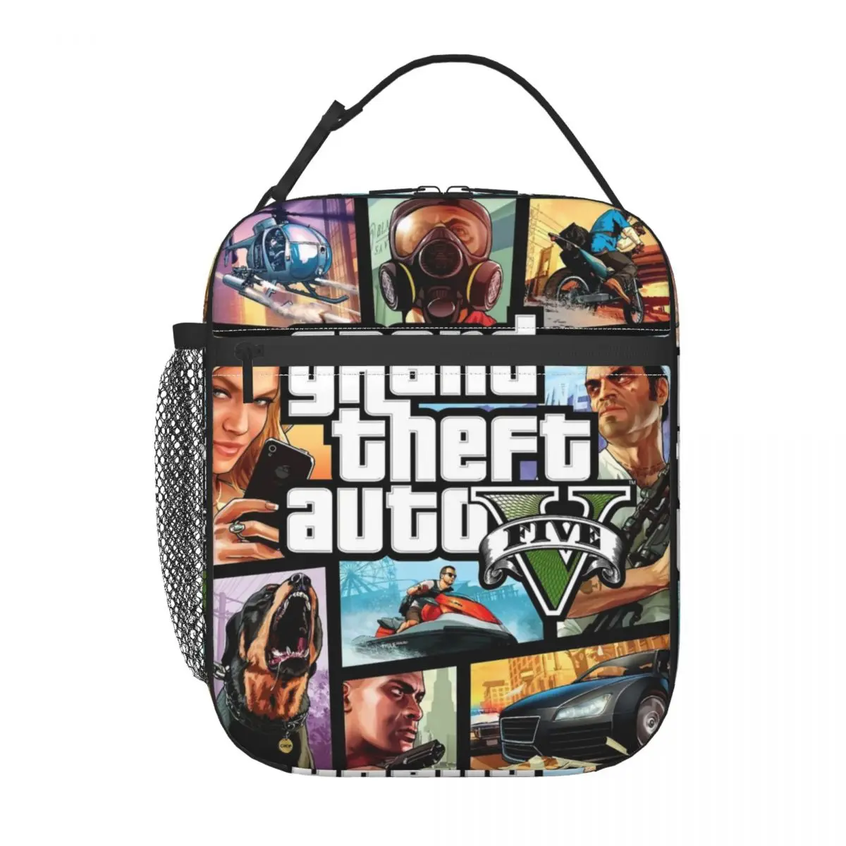 Grand Theft Auto Collage Insulated Lunch Bags for Outdoor Picnic Adventure Game GTA Portable Cooler Thermal Lunch Box Women Kids