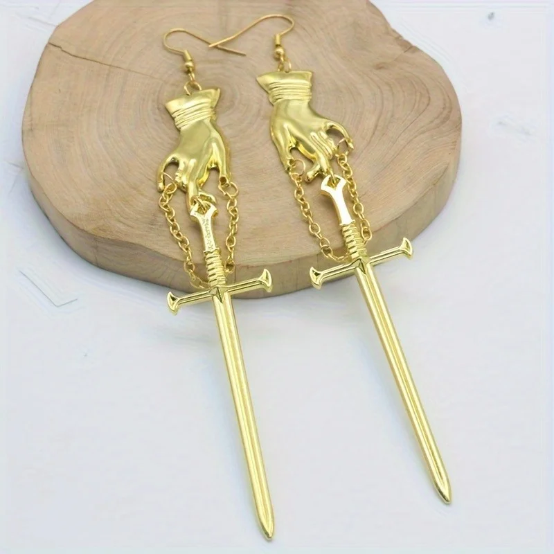 Gothic Punk Earrings for Women Swords Hand Earrings Statement Gothic Medieval Witch Mysterious Female Gift Halloween Jewelry