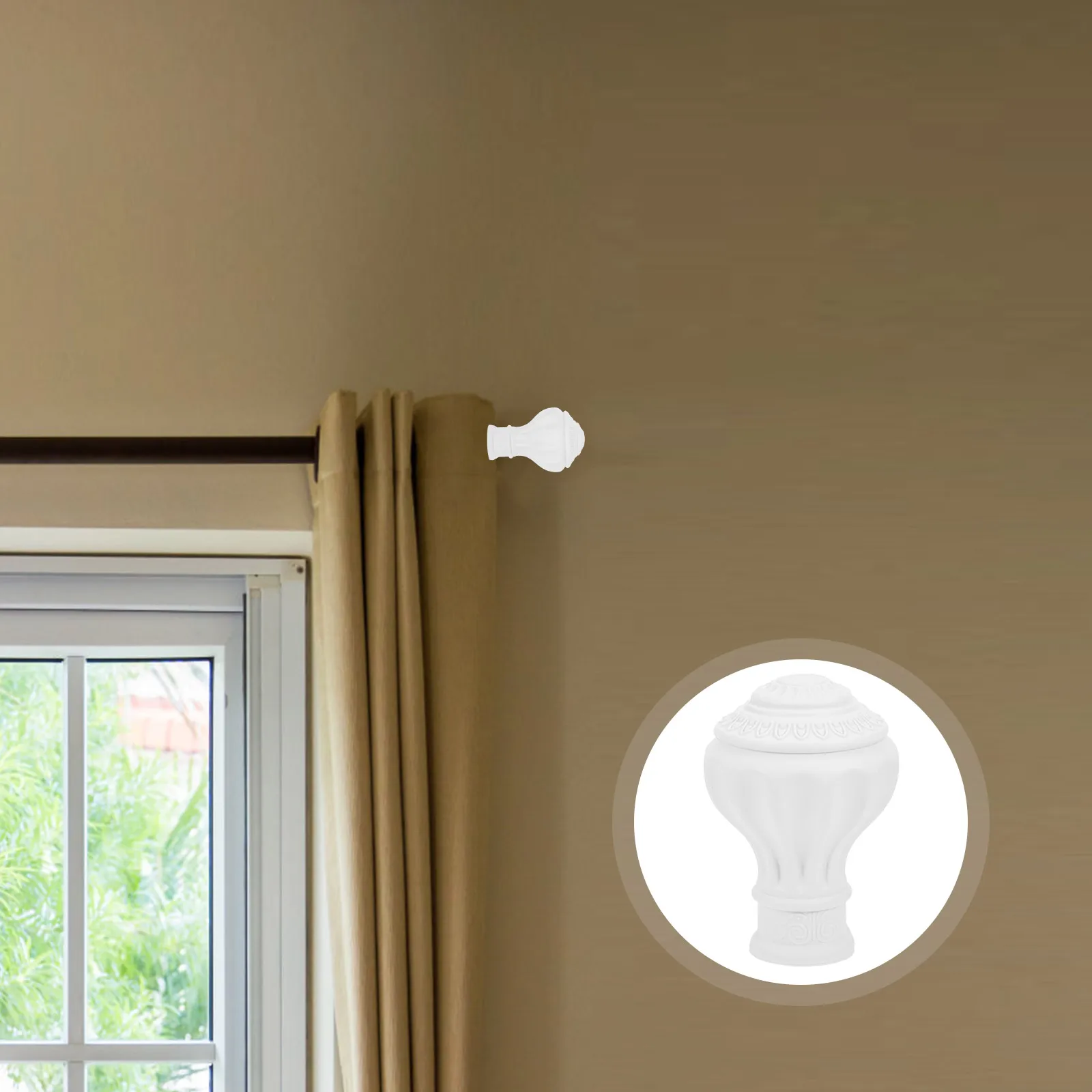 

6pcs Curtain Decorative Head End Caps for Windows Durable Blow Molded Easy Install Universal Room Bedroom Drapery