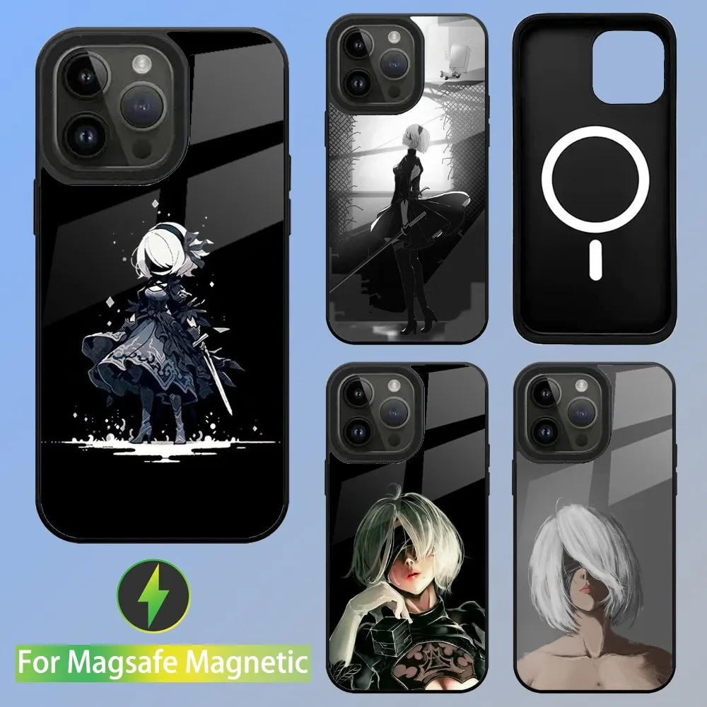 

Anime N-NieR Automata 2B Phone Case For iPhone 15,14,13,12,11,Plus,Pro,Max Mini Magsafe Magnetic Wireless Charging