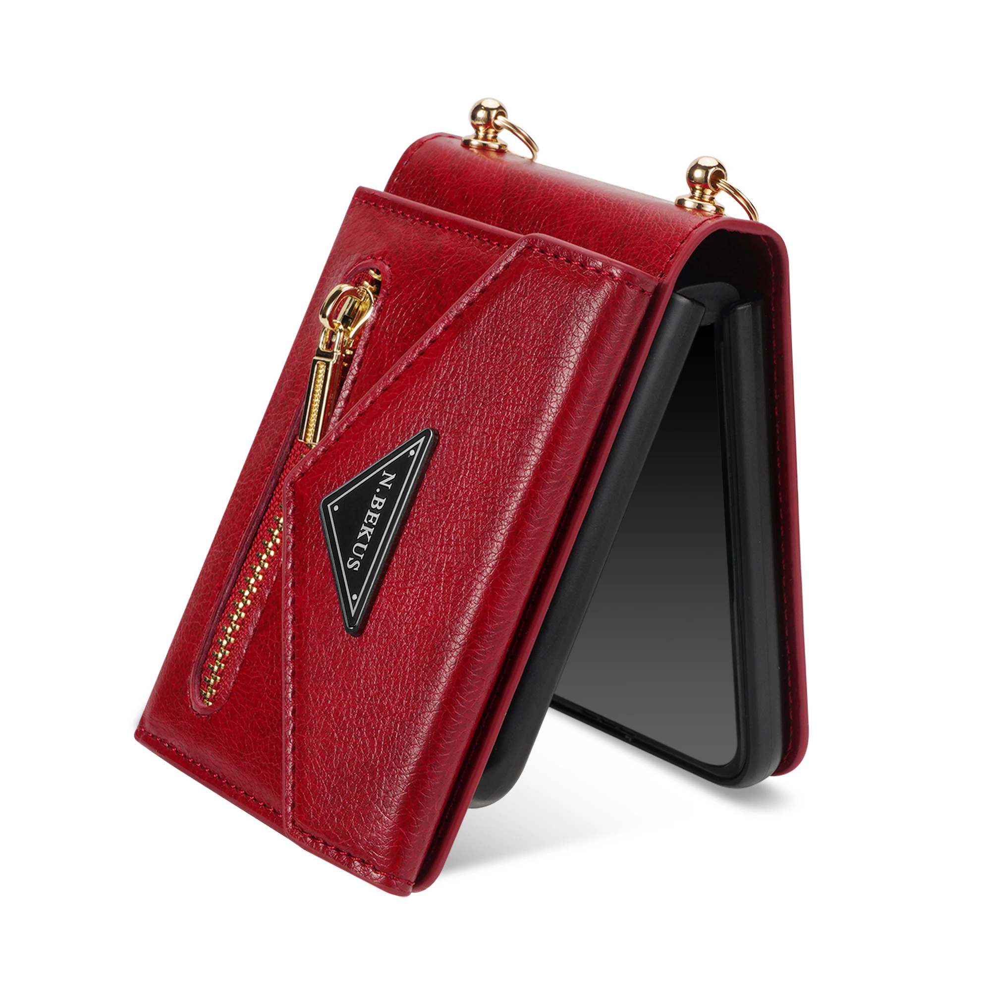 Crossbody محفظة جلدية قضية الهاتف لسامسونج غالاكسي Z Flip 7 6 5 4 3 5G Flip7 Flip6 محفظة بطاقات حامل الحبل حزام غطاء #2