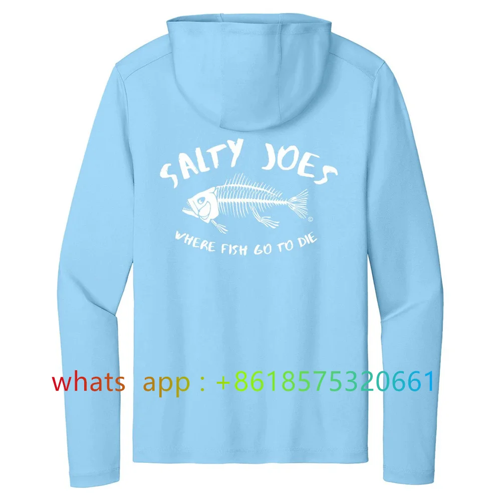 Salty Joe's Langarm-Sonnenhemd, Outdoor-Seefischen, atmungsaktiver Kapuzenpullover, Seefischen, neue Performance-T-Shirts, UV-Schutz