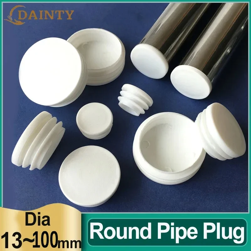 2/4/8/10 Pcs White Round Plastic Blanking End Caps Tube Pipe Inserts Plug Dia 13mm 16mm 19mm 20mm -100mm