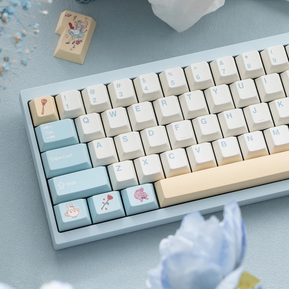 FBB keycaps Alice in Wonderland PBT Sublimation Custom Mechanical Keyboard Key caps cute 1.7mm Thick DIY Gift For Grils Woman