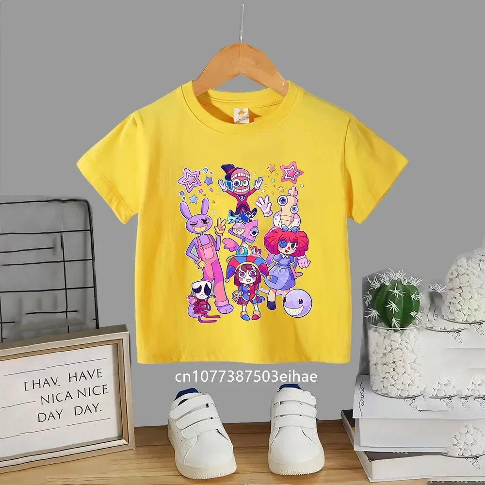 Kids Casual Summer Tops The Amazing Digital Circus Anime Print Cotton Tees, Short Sleeve Tshirts for Boys Girls Party Gift