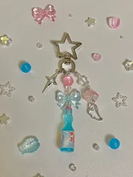aesthetic y2k beaded pink teal japanese ramune soda star keychain