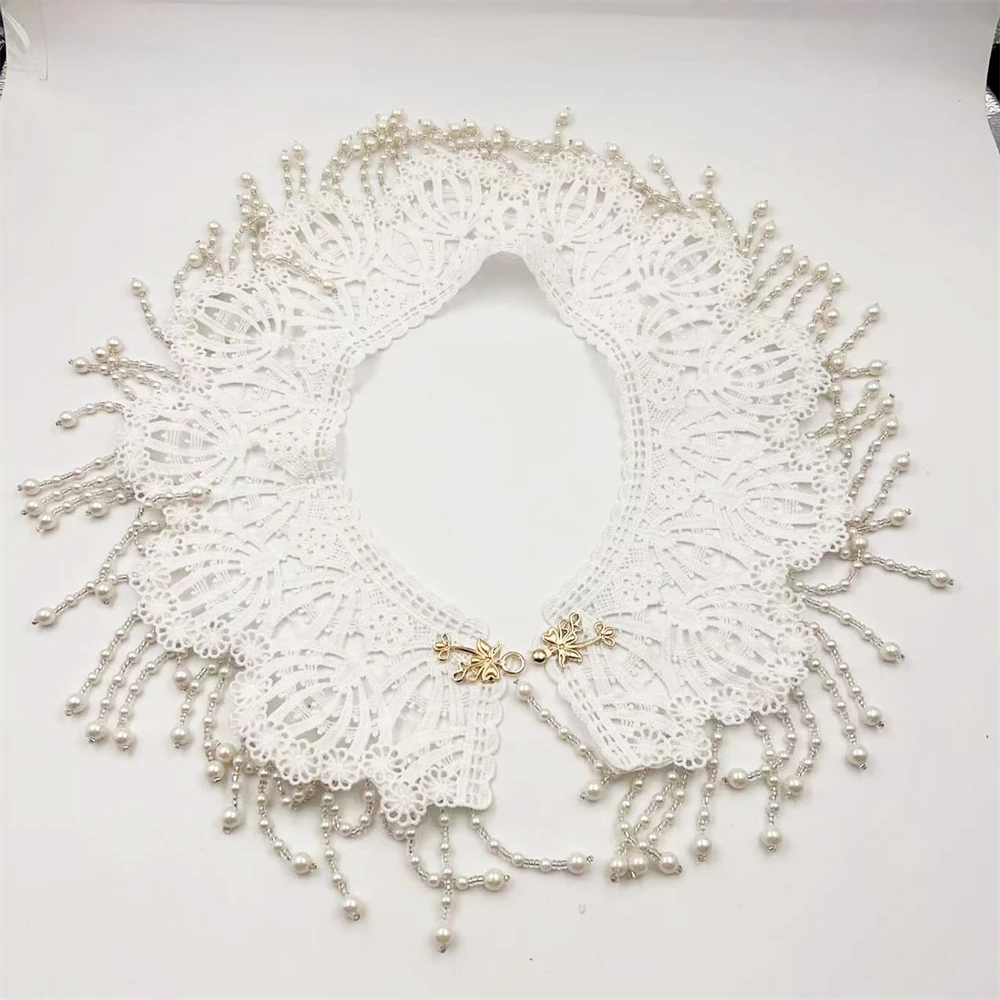 التقليدية تحسين الصينية شيونغسام سحابة الكتف اللؤلؤ مطرز شرابة شال سيدة فستان الزفاف Hanfu وهمية طوق الملحقات