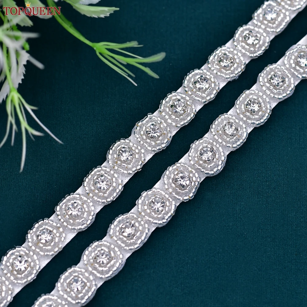 

TOPQUEEN Rhinestones Bridal Belt Crystal Beads Belt Handmade Diamond Bridesmaid Dress Belt For Wedding Accessories S136