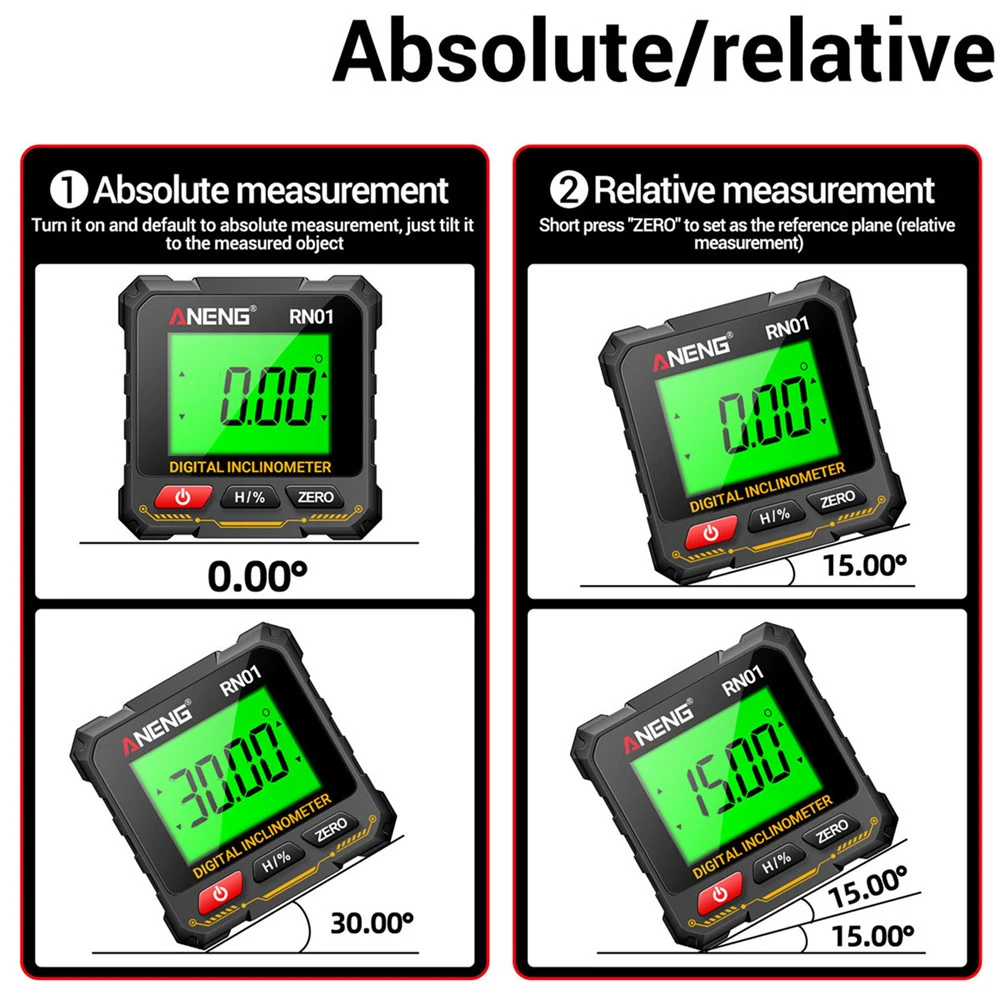 360 Derajat RN01 Goniometer Digital Kotak Tingkat Elektronik Penggaris Sudut Elektronik Busur Derajat Lampu Latar Alat Inclinometer Pekerjaan Kayu