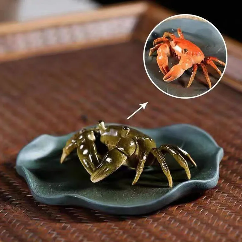 Tea Pet Ornament Household Flushing Color Changing Crab Decoration Ornament Resin Tea Play Nourishing Tea Set Accessories