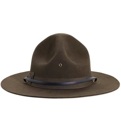 LIHUA Brand Europe Wind Marine Corps Wool Tweed Instructor Bowler Hat Large Brim British Vintage Hard Design Mounted Police Hat