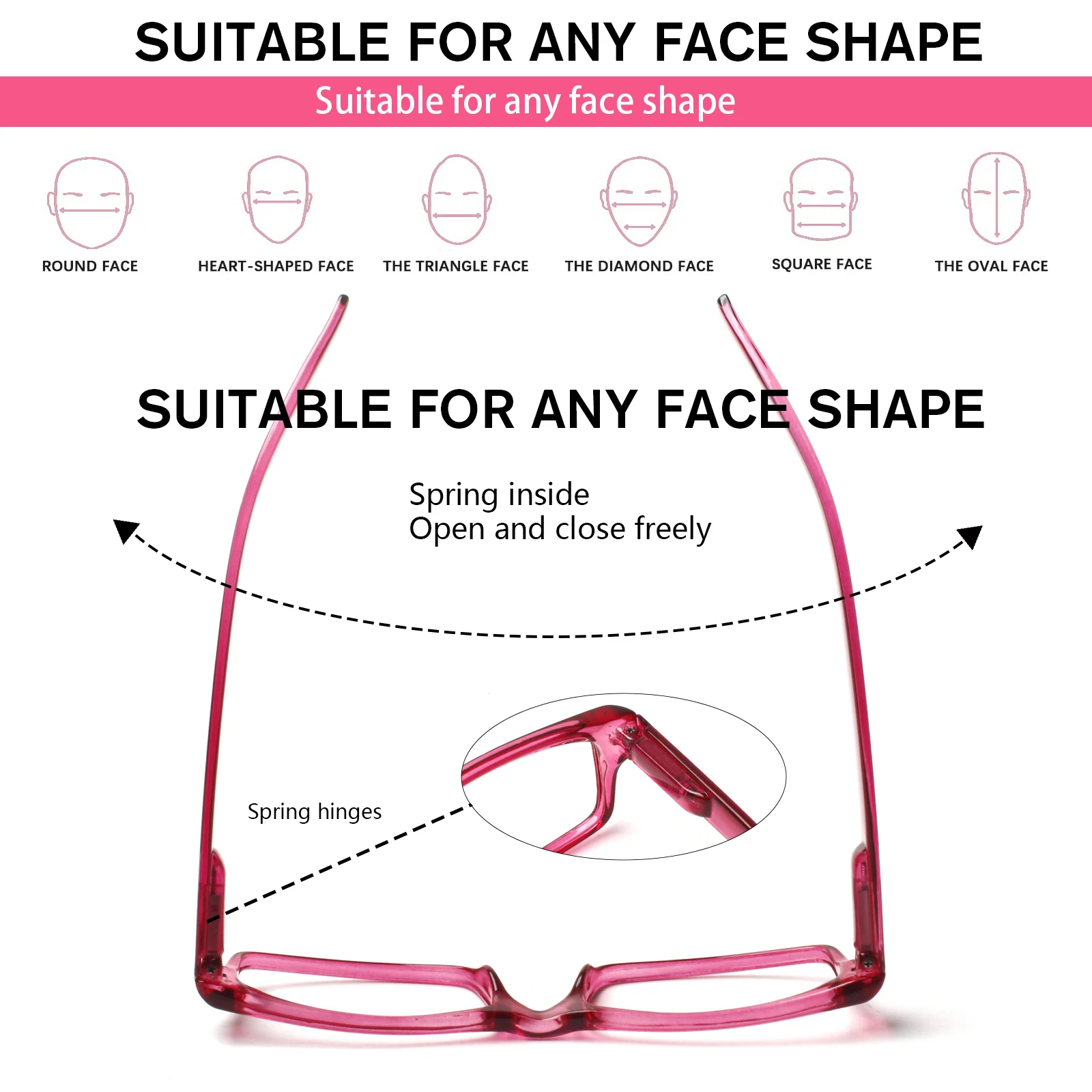 BONCAMOR Reading Glasses Women's Rectangular Anti Blue Light HD Lens Computer Reader with Spring Hinges Prescription Glasses