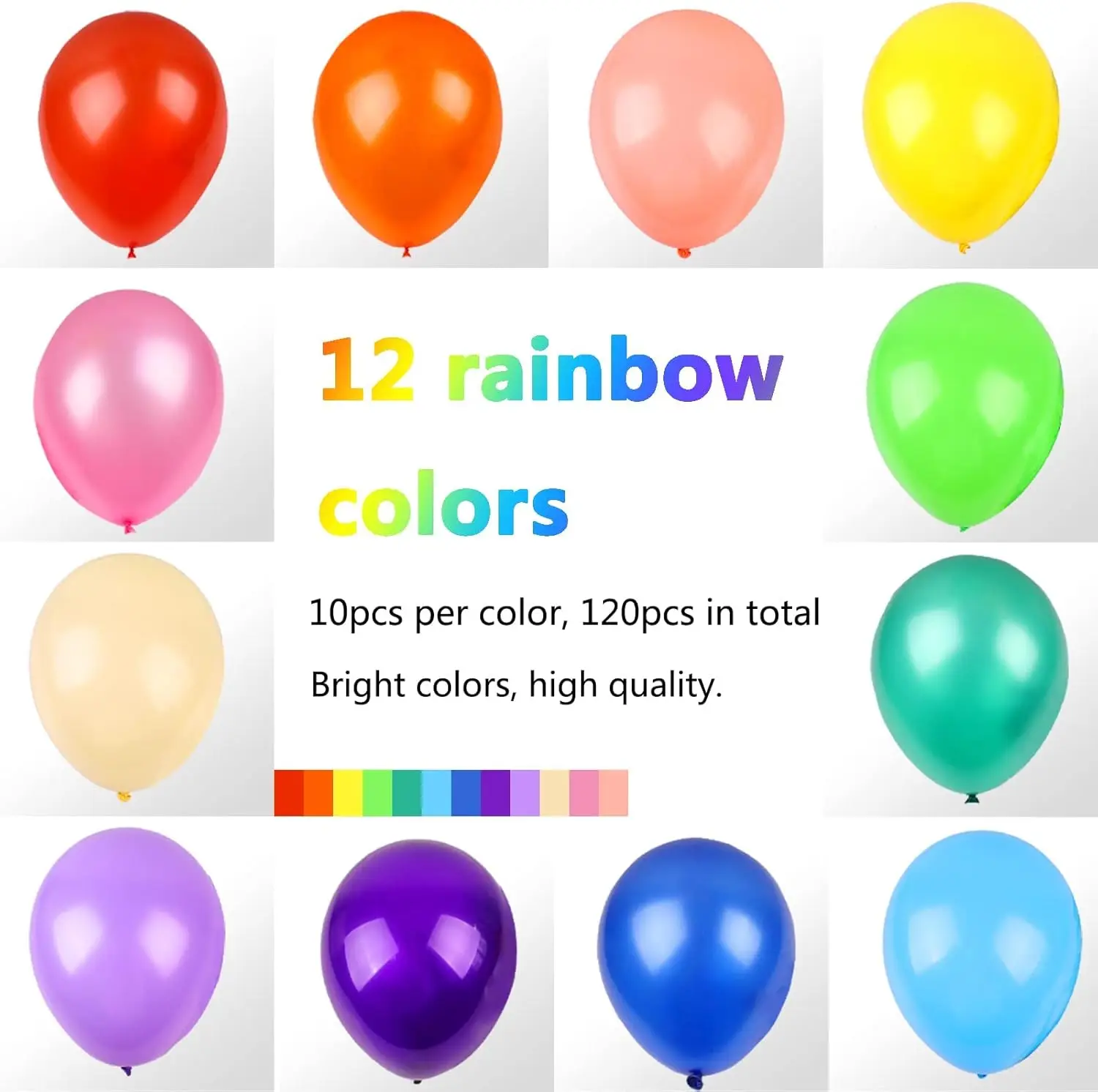 120 Balloons Assorted Color 12 Inches Rainbow Latex Balloons Party Balloons for Happy New Year Decorations  Arch Garland