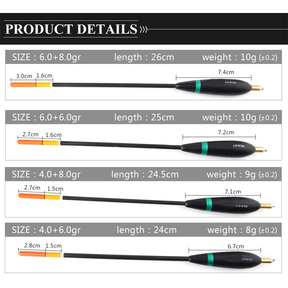 4 قطع من عوامات صيد الأسماك من خشب البلسا مع كرات ذيل رأس نحاسية مصممة لمتانة وانزلاق سلس على خطوط الصيد