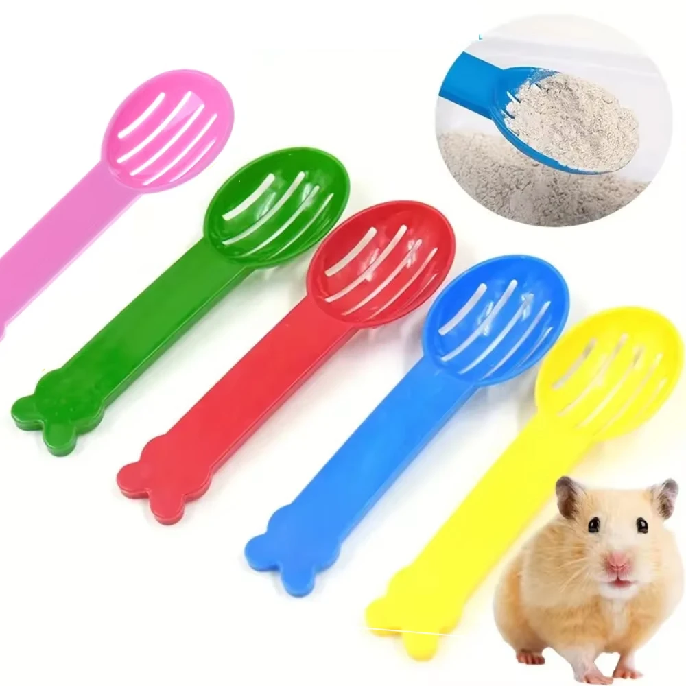 10Pcs Hamster Sand Scoop Chinchillas Sweeper Pet Cleaning Bath Sand Shovel Urine Rustling Leaky Sand Shovel Pet Care Accessory