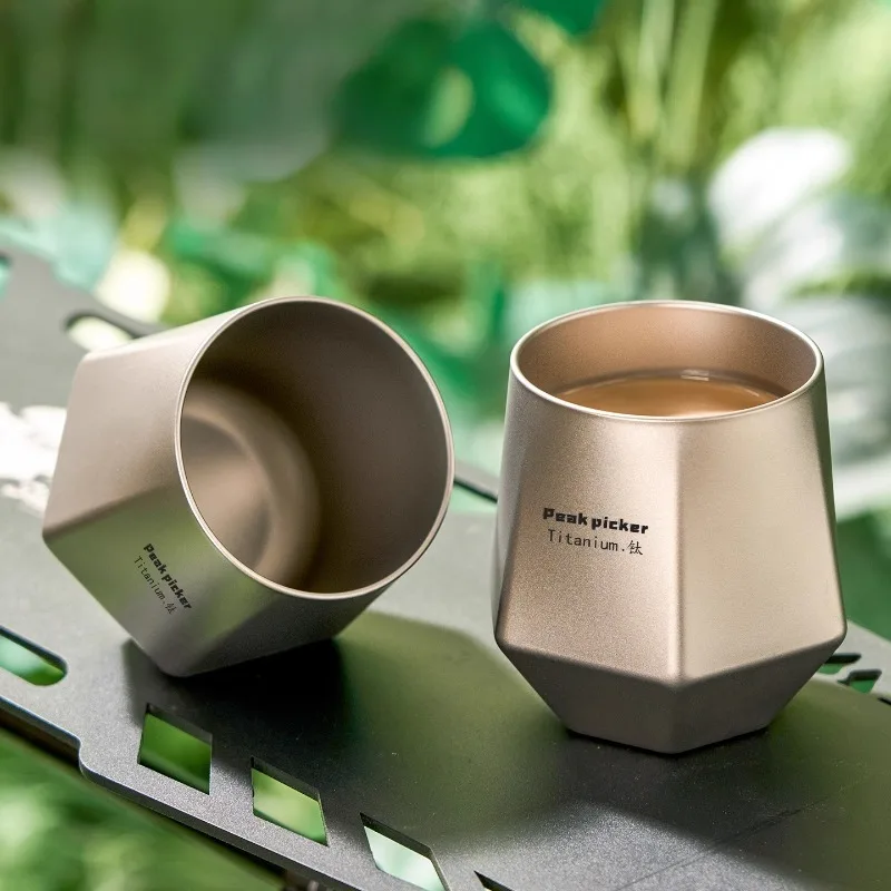 

Титановые кофейные чашки для кемпинга, легкая, 240 мл, двухслойная, Ti, вакуумная, с защитой от ожогов, шестиугольная чашка для воды, чая для уличной походной чашки