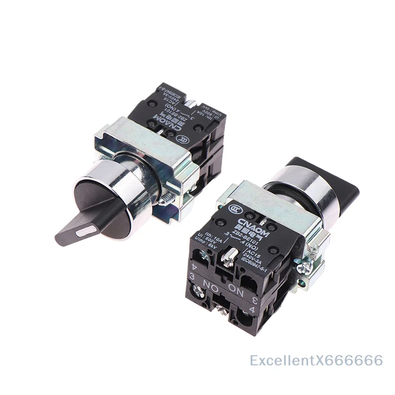 1 Piece 22mm Selector Knob Switch 2NO/1NO1NC 2/3 Position Self Locking/Resetting for Electronics