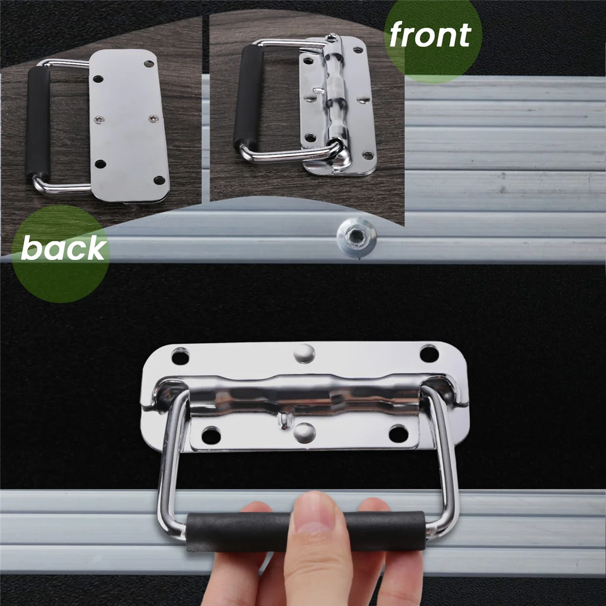 304 Stainless Steel Spring Handle, Ferramenta Prop Box, Caixa de alumínio, Atividade, Dobrável, Industrial, 2Pcs