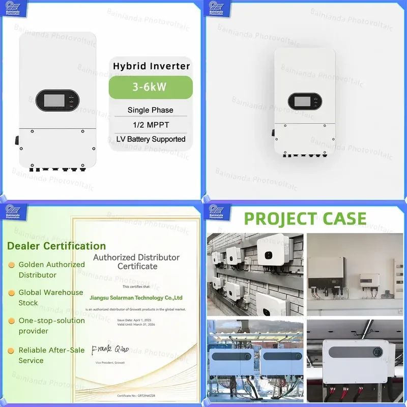 Hybrid Solar Inverter 3000W 4000W 5000W 6000W Single Phase PV Inverter MPPT Charger Off Grid On Grid Battery Storage System