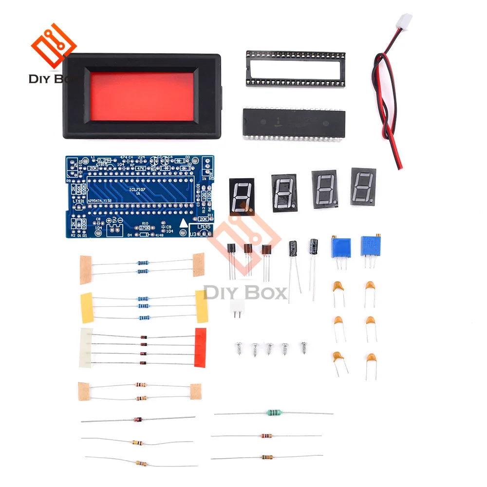 ICL7107 Thermometer 3-Digit Digital Temperature Meter Module DC5V 35mA 3-dimensional Half-Face Plate Welding Practice DIY Kit